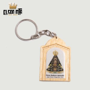 Chaveiro Aparecida 5x3,5 cm Madeira Acaba...