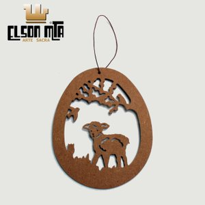 Guirlanda Cordeiro 15x12 cm MDF Entalhada...