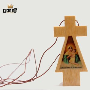 Gargantilha Cruz MTA 7x3,5 cm Madeira Aca...