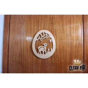 Guirlanda Cordeiro 30x24 cm MDF Entalhada...