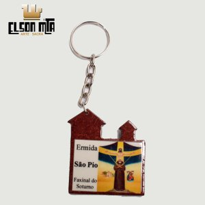 Chaveiro São Pio 5x4,5 cm MDF Acabamento ...