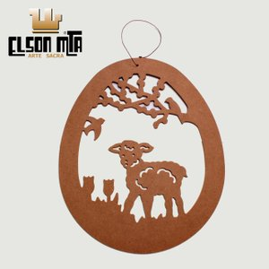 Guirlanda Cordeiro 30x24 cm MDF Entalhada...