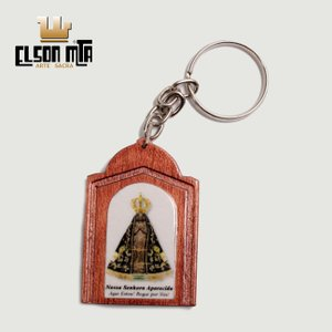 Chaveiro Aparecida 5x3,5 cm Madeira Acaba...