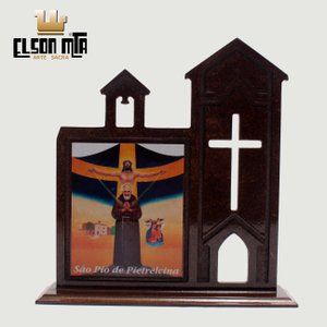 Ermida São Pio 31x30 cm MDF Acabamento Im...