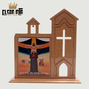 Ermida São Pio 21x20 cm MDF Acabamento Na...
