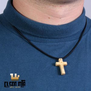 Gargantilha Cruz 17 cm Diâmetro Madeira A...