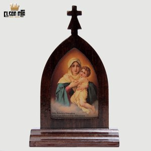 Peregrina Mãe Rainha 13x8,5 cm Madeira Ac...