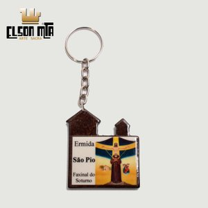 Chaveiro São Pio 5x4,5 cm MDF Acabamento ...