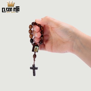 Mini Terço São Francisco 8 mm Madeira Ac ...