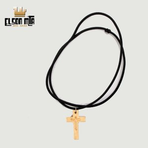 Gargantilha Cruz 17 cm Diâmetro Madeira A...