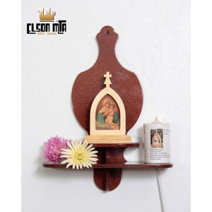 Altar Cálice 31x24 cm MDF Acabamento Mogno