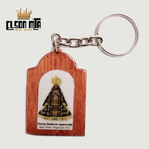 Chaveiro Aparecida 5x3,5 cm Madeira Acaba...