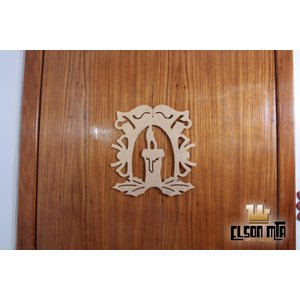 Guirlanda Vela 15x14 cm MDF Entalhada Sem...