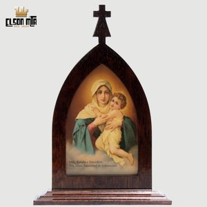 Peregrina Mãe Rainha 25x17 cm Madeira Aca...