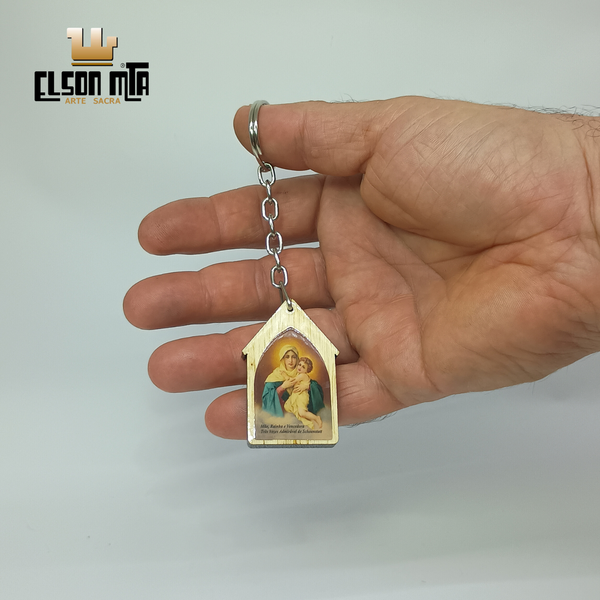 JLP5C-RS Chaveiro Casa Rosa 5x3 cm Madeira