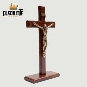 Crucifixo Mesa 19x09 cm MDF Acabamento Im...