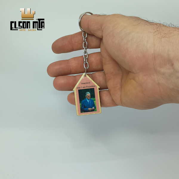 JLP5C-RS Chaveiro Casa Rosa 5x3 cm Madeira