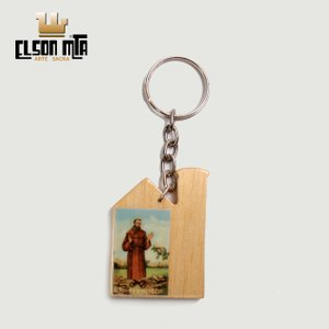 Chaveiro São Francisco 5x3,5 cm Madeira  ...