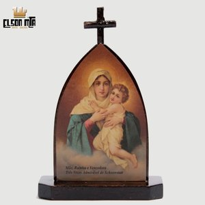 Peregrina Mãe Rainha 10x6,5 cm Madeira Ac...