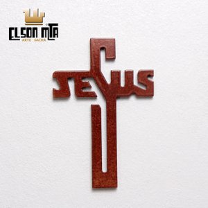 Cruz Jesus Parede 30x20 cm MDF Acabament ...