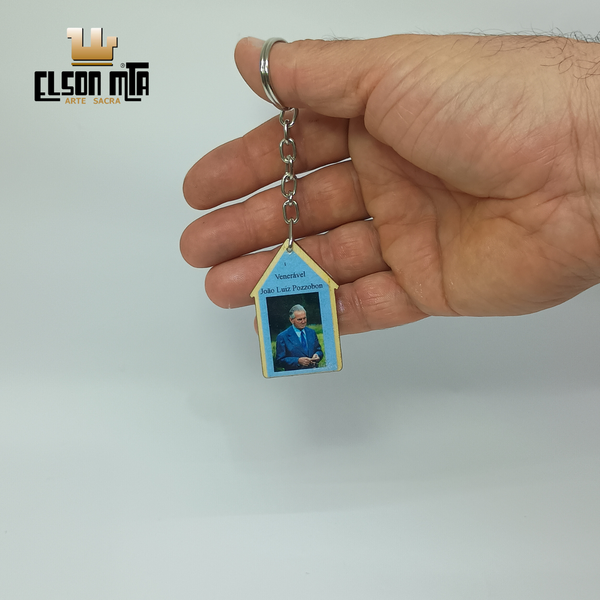 JLP5C-AZ Chaveiro Casa Azul 5x3 cm Madeira