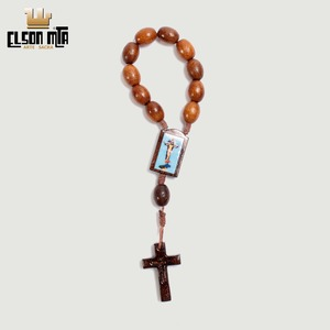 Mini Terço Mãe do Redentor 8 mm Madeira A...