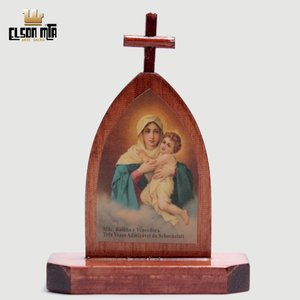 Peregrina Mãe Rainha 08x6,5 cm Madeira Ac...