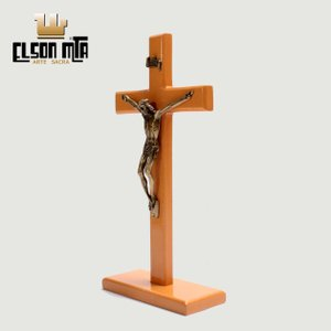 Crucifixo Mesa 19x09 cm MDF Acabamento Ma...