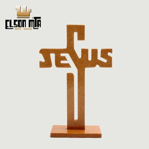 Cruz Jesus Mesa 15x10 cm MDF Acabamento  ...