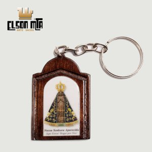 Chaveiro Aparecida 5x3,5 cm Madeira Acaba...