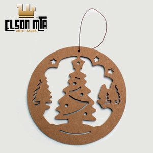Guirlanda Pinheiro 15x15 cm MDF Entalhada...
